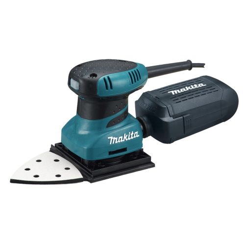 BO4565 Levigatrice Orbitale a Corrente Levigatrice orbitale 200W per aree difficili da raggiungere. Levigatrice orbitale 112x190 mm, 200W e orbita da 1,5 mm (fino14.000orb/min), silenziosa e compatta per una larga varietà di applicazioni di levigatura, studiata per superfici difficilmente accessibili: angoli, cavità, persiane, etc. Utilizzabile sia con velcro rettangolare che triangolare, la punta triangolare permette di montare l’abrasivo sui due lati. Cavo alimentazione 2 m. Sacchetto raccoglipolvere in dotazione.