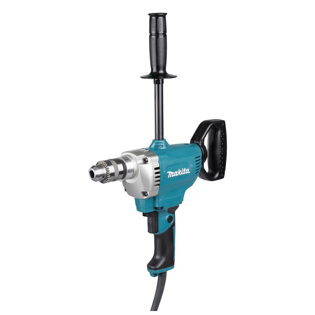 DS4012 Trapano Miscelatore a Corrente Trapano miscelatore 13 mm cremagliera. Trapano miscelatore a bassa velocità con elevata coppia per la miscelazione dei materiali. Mandrino a cremagliera per un maggior fissaggio dell'inserto durante la lavorazione. Grande interruttore elettronico con selettore reversibilità e blocco per uso continuo. Impugnatura ergonomica soft grip per un maggior comfort durante l'utilizzo. Impugnatura posteriore a forma di "D" orientabile su 24 posizioni per adattarsi alle esigenze dell'operatore. Un quadrante di velocità variabile per regolare la portata e la direzione. Adatto per grosse punte da trapano e per la miscelatura. Cavo di alimentazione 2,5m. Accessori in dotazione: impugnatura laterale, chiave mandrino.