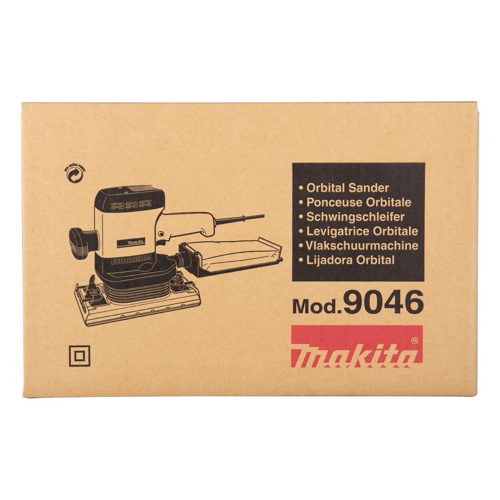 9046J – Levigatrice Orbitale Rettangolare a Corrente Levigatrice Orbitale a Corrente potente e resistente Levigatrice orbitale rettangolare a corrente per applicazioni professionali. Movimento orbitale di grande ampiezza per un’abrasione elevata, motore da 6.000W, base per la carta abrasiva di dimensioni 115x280 mm con possibilità di fissaggio sia con velcro che con ganci Possibilità di aspirazione polveri mediante sacchetto o aspiratore Cavo alimentazione 2,5 metri Fornita con valigetta Makpac tipo 2.