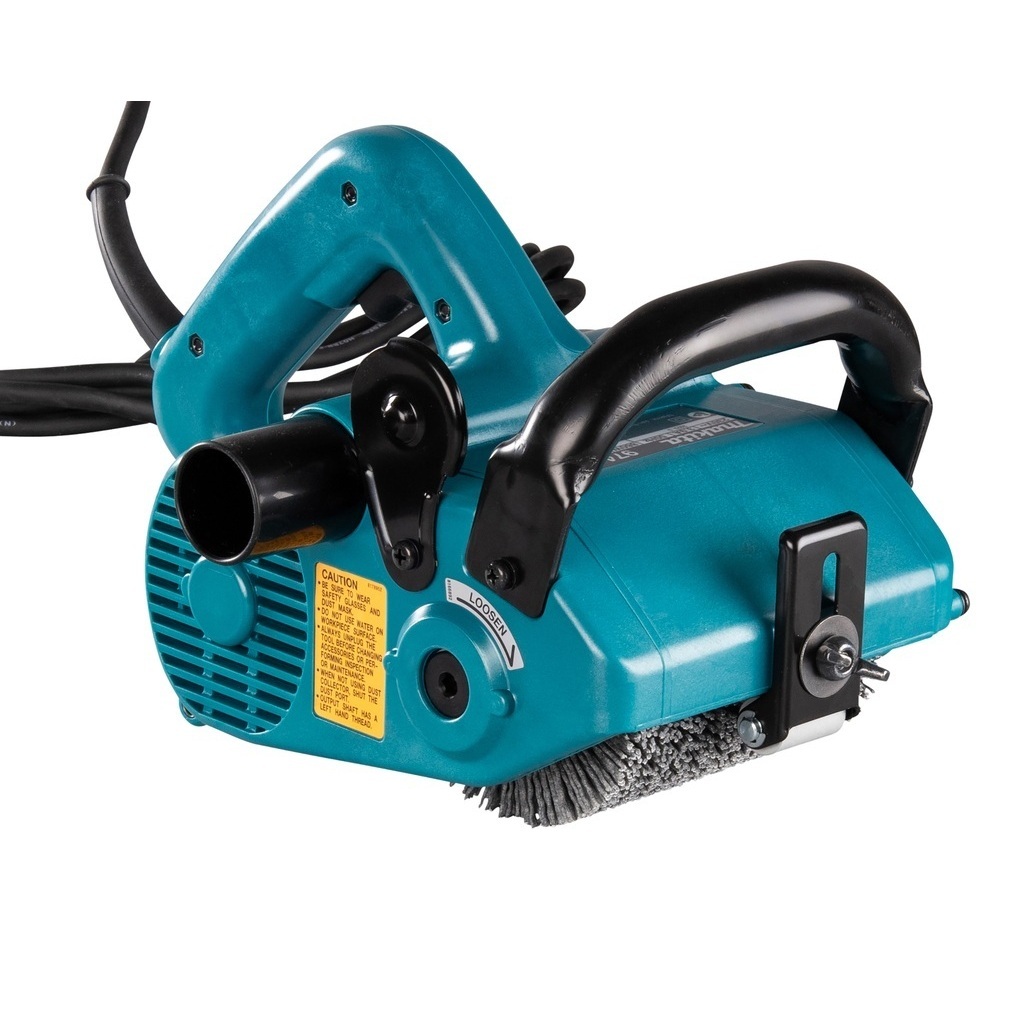 9741J – Levigatrice a Rullo a Corrente Progettata per smerigliare, pulire e lucidare vari materiali Levigatrice a rullo (100x120mm) da 860W utilizzabile in diversi settori: in falegnameria (per levigare, far risaltare la venatura del legno), in edilizia (per il rifacimento di pareti verniciate e per la lucidatura marmi e graniti), in carpenteria leggera (per togliere la ruggine da materiali ferrosi) Freno motore Cavo alimentazione 5 metri.