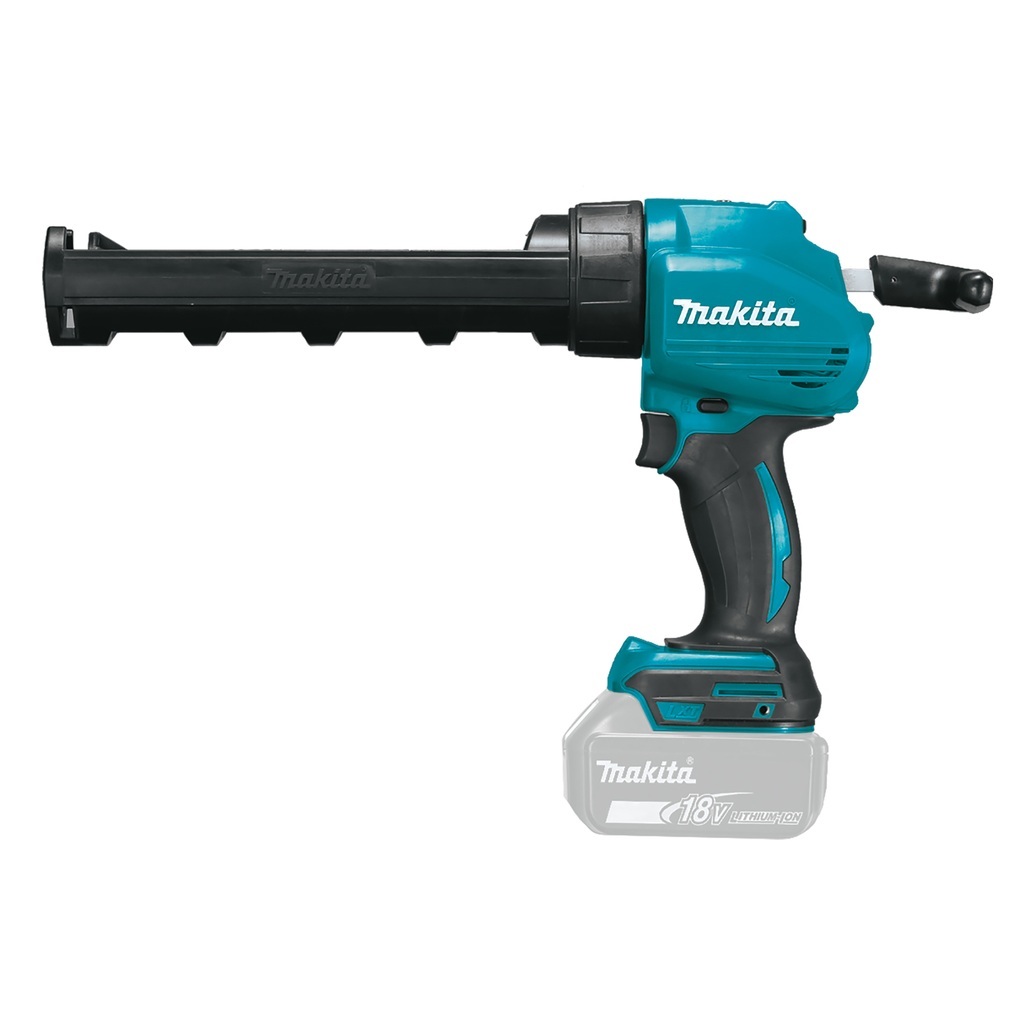 DCG180ZK – Pistola per Silicone a Batteria Pistola per sigillanti e collanti in cartucce e tubi 18V LXT® Pistola per sigillanti e adesivi in cartuccia e salsicce 18Vmax LXT®. LED integrato di illuminazione zona di lavoro con funzioni di pre-bagliore e post-illuminazione. Regolazione di velocità, grilletto elettronico che regola la portata in base all'applicazione (da 0 a 28mm/s), dispositivo antigoccia, forza di spinta max 5.000Nm. Spia luminosa indicatore di sovraccarico e pulsante di sicurezza interruttore per evitare azionamento accidentale. Compatibile con batterie da 3,0-5,0-6,0Ah. Supporto cartuccia ruotabile. Strumento leggero ideale per sigillatura e incollaggio. Fornita con valigetta.