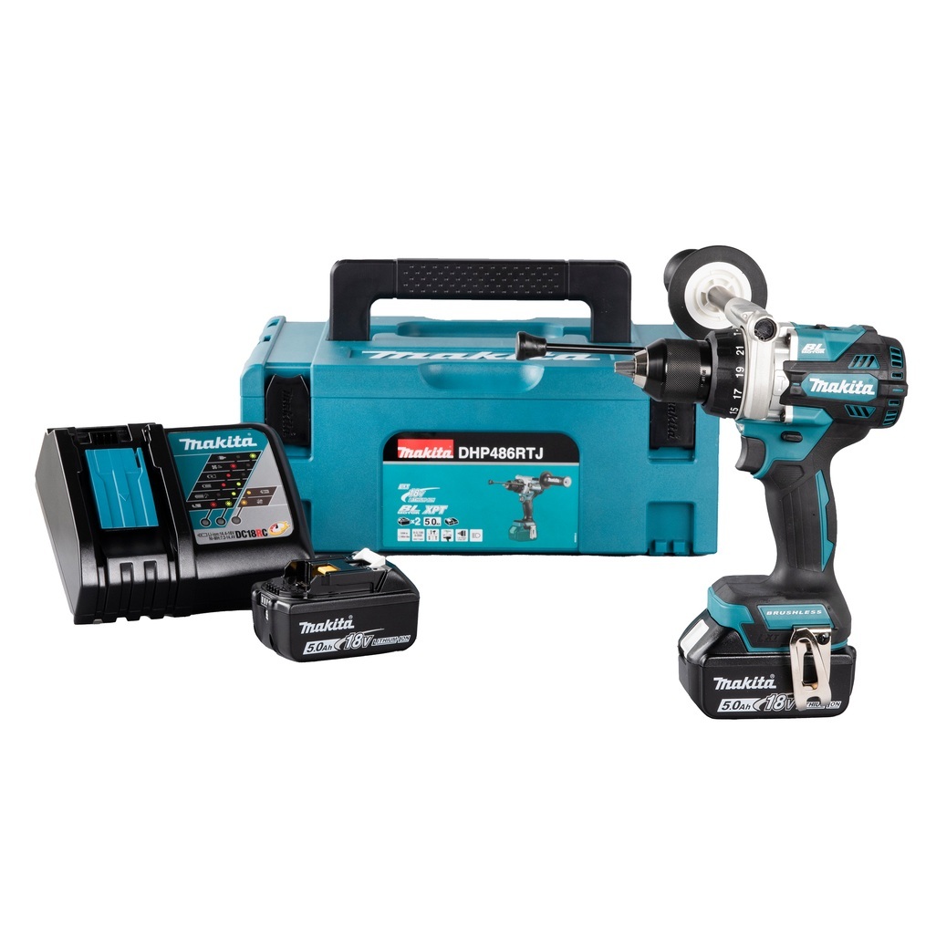 DHP486RTJ – Trapano Avvitatore a Percussione LXT a Batteria Trapano avvitatore c/percussione 18V 13 mm - 130Nm – BL Trapano avvitatore con percussione LXT® 18V efficiente dotato di motore senza spazzole per applicazioni di avvitatura e foratura con o senza l'utilizzo della percussione. Possibilità di impostare due livelli di potenza. Coppia di serraggio massima 130 / 65 Nm. Uno strumento versatile per installatori, costruttori e personale di manutenzione. Luce LED integrata. Fornito con due batterie da 5,0 Ah e caricabatterie. fornito con valigetta MAKPAC.