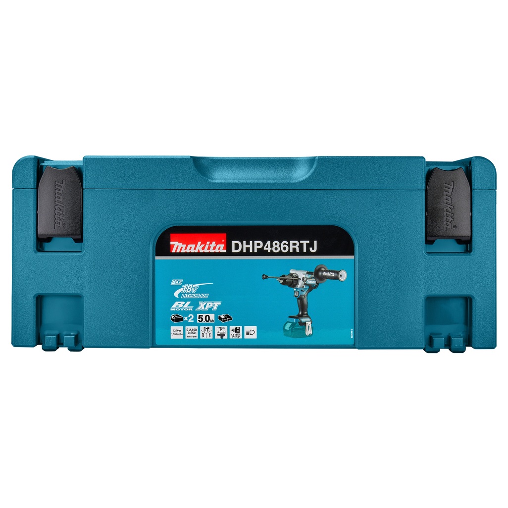 DHP486RTJ – Trapano Avvitatore a Percussione LXT a Batteria Trapano avvitatore c/percussione 18V 13 mm - 130Nm – BL Trapano avvitatore con percussione LXT® 18V efficiente dotato di motore senza spazzole per applicazioni di avvitatura e foratura con o senza l'utilizzo della percussione. Possibilità di impostare due livelli di potenza. Coppia di serraggio massima 130 / 65 Nm. Uno strumento versatile per installatori, costruttori e personale di manutenzione. Luce LED integrata. Fornito con due batterie da 5,0 Ah e caricabatterie. fornito con valigetta MAKPAC.