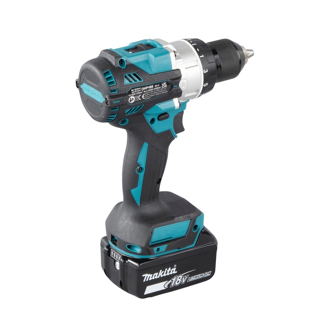 DHP486RTJ – Trapano Avvitatore a Percussione LXT a Batteria Trapano avvitatore c/percussione 18V 13 mm - 130Nm – BL Trapano avvitatore con percussione LXT® 18V efficiente dotato di motore senza spazzole per applicazioni di avvitatura e foratura con o senza l'utilizzo della percussione. Possibilità di impostare due livelli di potenza. Coppia di serraggio massima 130 / 65 Nm. Uno strumento versatile per installatori, costruttori e personale di manutenzione. Luce LED integrata. Fornito con due batterie da 5,0 Ah e caricabatterie. fornito con valigetta MAKPAC.