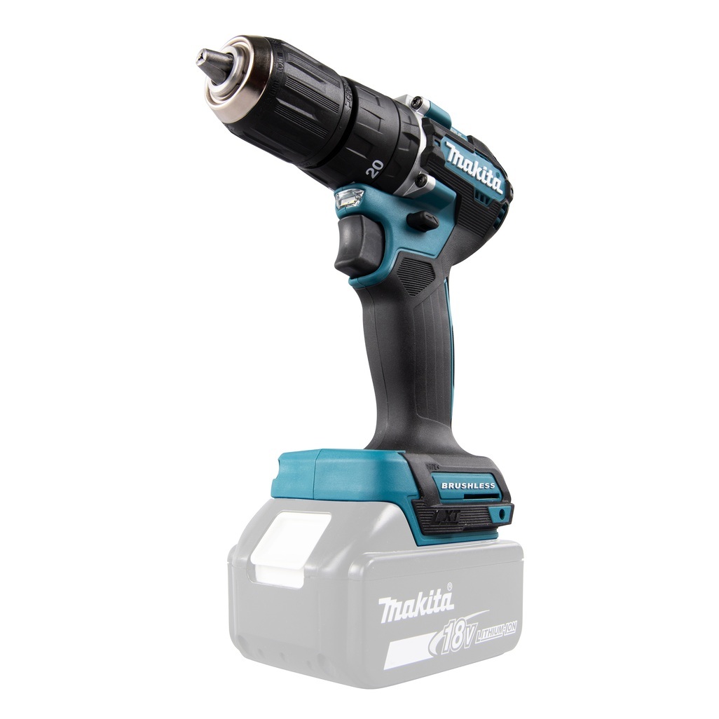 DHP487ZJ – Trapano Avvitatore a Percussione LXT a Batteria Trapano avvitatore c/percussione 18V 13 mm - 40Nm – BL Un trapano avvitatore con percussione LXT® 18V efficiente con motore senza spazzole per applicazioni di avvitatura e foratura con o senza l'utilizzo di percussione. Possibilità di impostare due livelli di potenza. Coppia di serraggio massima 40 Nm. Uno strumento versatile per installatori, costruttori e personale di manutenzione. Luce LED integrata. Fornito senza batterie e caricabatterie. fornito con valigetta MAKPAC.