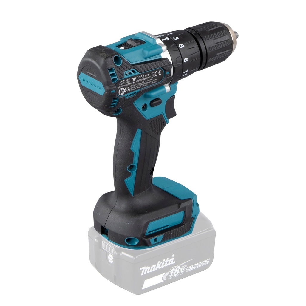DHP487ZJ – Trapano Avvitatore a Percussione LXT a Batteria Trapano avvitatore c/percussione 18V 13 mm - 40Nm – BL Un trapano avvitatore con percussione LXT® 18V efficiente con motore senza spazzole per applicazioni di avvitatura e foratura con o senza l'utilizzo di percussione. Possibilità di impostare due livelli di potenza. Coppia di serraggio massima 40 Nm. Uno strumento versatile per installatori, costruttori e personale di manutenzione. Luce LED integrata. Fornito senza batterie e caricabatterie. fornito con valigetta MAKPAC.