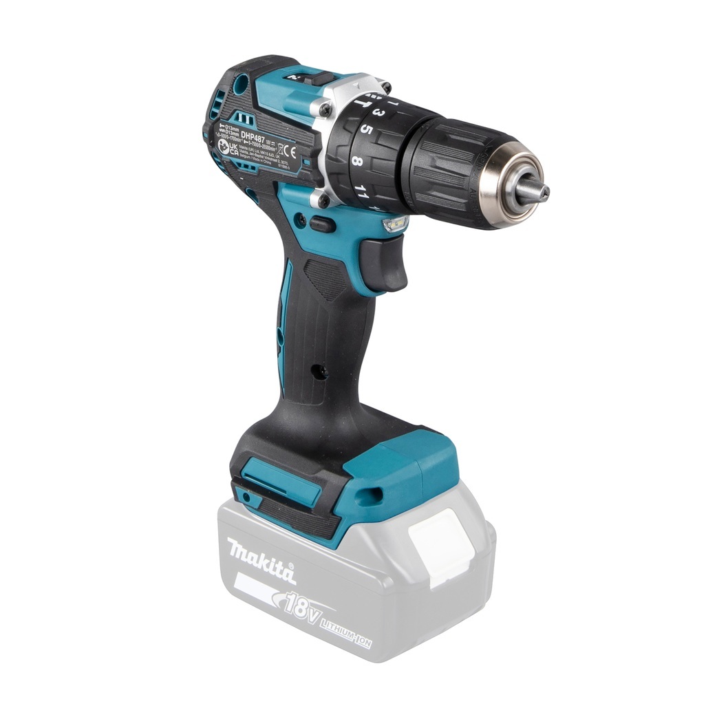 DHP487ZJ – Trapano Avvitatore a Percussione LXT a Batteria Trapano avvitatore c/percussione 18V 13 mm - 40Nm – BL Un trapano avvitatore con percussione LXT® 18V efficiente con motore senza spazzole per applicazioni di avvitatura e foratura con o senza l'utilizzo di percussione. Possibilità di impostare due livelli di potenza. Coppia di serraggio massima 40 Nm. Uno strumento versatile per installatori, costruttori e personale di manutenzione. Luce LED integrata. Fornito senza batterie e caricabatterie. fornito con valigetta MAKPAC.