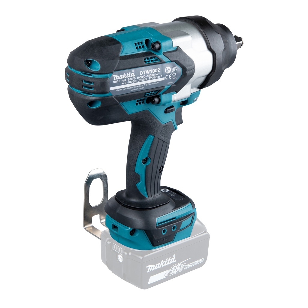 DTW1002ZJ - Avvitatore a Impulsi LXT Chiave ad impulsi dotata di motore brushless e ad alta coppia di serraggio con tre regolazioni di velocità per lavori gravosi. Potente chiave ad impulsi con attacco da 1/2" dotata di motore brushless, con coppia di serraggio massima fino a 1.200 Nm ideale per applicazioni che richiedono un'elevata coppia di serraggio. Fornito senza batterie e caricabatterie. Fornito in valigetta MAKPAC.