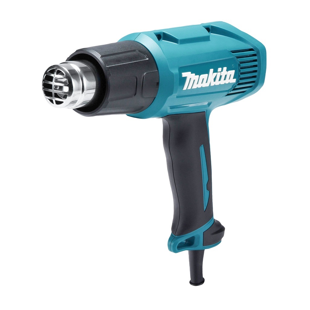 HG5030K - Termosoffiatore a Corrente Termosoffiatore base da 1,600W dotato di impugnatura ergonomica per un uso impegnativo in diverse applicazioni, compresa la sverniciatura. Due impostazioni di calore e di flusso d'aria: velocità 1 - 350° per formatura, velocità 2 - 500° per termoretrazione, rimozione pitture, saldatura e operazioni di induritura. Fornisce fino a 500L/min a 500°C. Accessori in dotazione: 4 ugelli, valigetta.