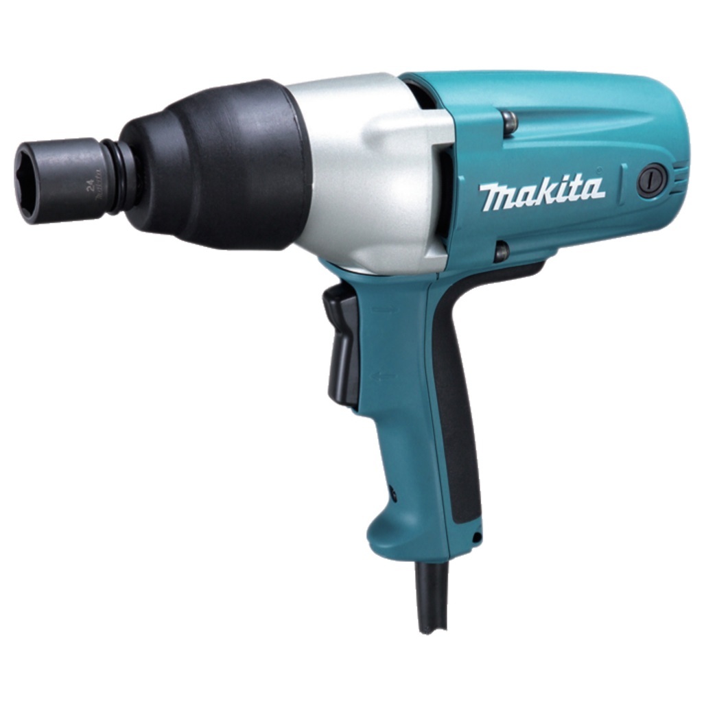TW0350J - Avvitatore a Impulsi a Corrente Avvitatore ad impulsi ad alta coppia Avvitatore ad impulsi da 1/2" con motore da 400 W e coppia massima di 350 Nm. Uno strumento di facile utilizzo per applicazioni a coppia elevata. Funzione Reverse. Fornito con valigetta makpac.