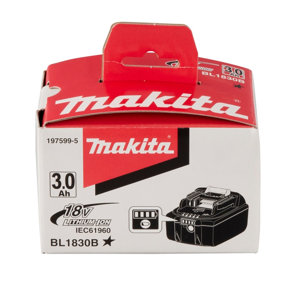 Batteria per utensili Li-ion 18V LXT® Batteria agli ioni di litio da 3,0 Ah con indicatore del livello di carica. Batteria potente per uso generale per utensili Makita LXT® da 18V. Tempo di ricarica ca. 24 minuti con un caricabatterie rapido.