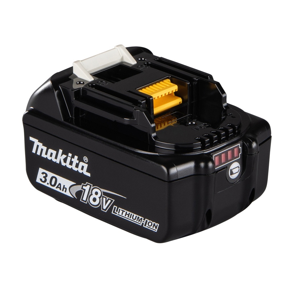 Batteria per utensili Li-ion 18V LXT® Batteria agli ioni di litio da 3,0 Ah con indicatore del livello di carica. Batteria potente per uso generale per utensili Makita LXT® da 18V. Tempo di ricarica ca. 24 minuti con un caricabatterie rapido.