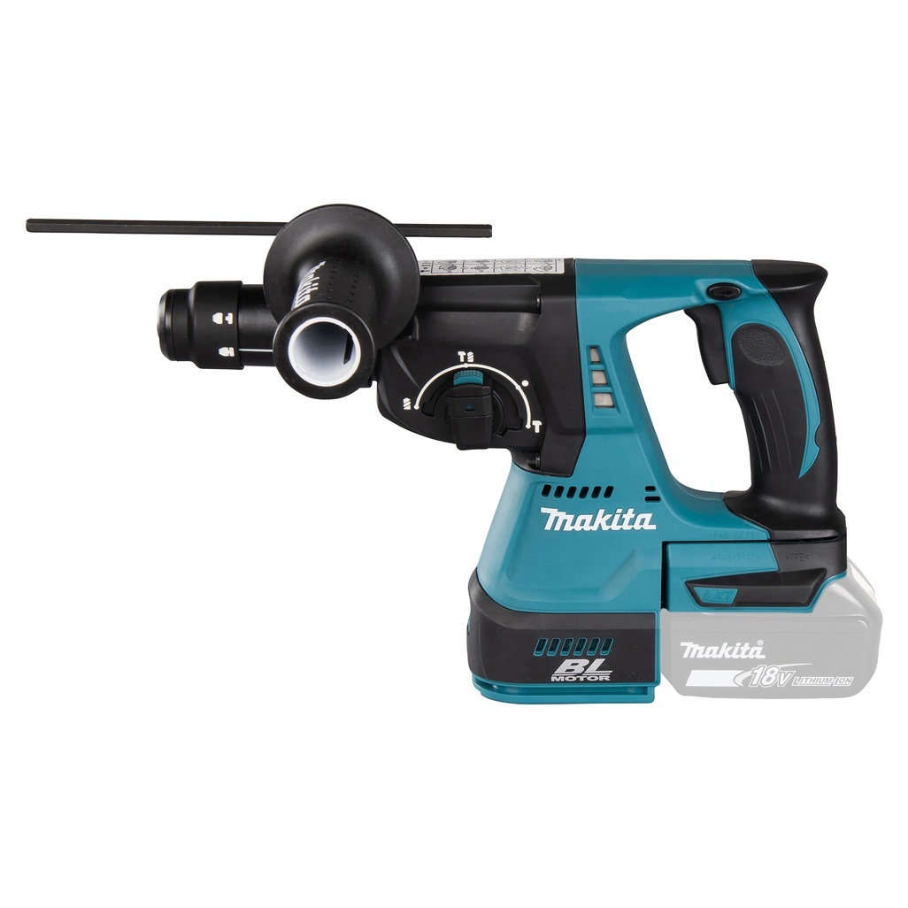 Tassellatore 18V SDS-Plus 24 mm BL - 3 funz - Corpo macchina Tassellatore 18V dotato di motore brushless per alte prestazioni con mandrino ad innesto rapido per punte SDS-Plus. Energia d'urto di 2,0 J. 3 funzioni: rotazione, percussione, rotazione + percussione. La possibilità di funzione reverse di semplice azionamento permette di utilizzare la macchina in entrambi i sensi nella foratura. Orientamento scalpello in 40 angolazioni. E' presente un sistema attivo di aspirazione delle polveri integrato, per mantenere pulita l'area di lavoro e salvaguardare la salute dell'operatore. La batteria è collegata all'utensile tramite un supporto in gomma per diminuire le vibrazioni durante l'utilizzo. Il sistema XPT permette l'utilizzo in presenza di polvere e gocce d'acqua. Fornito senza batterie e caricabatterie.