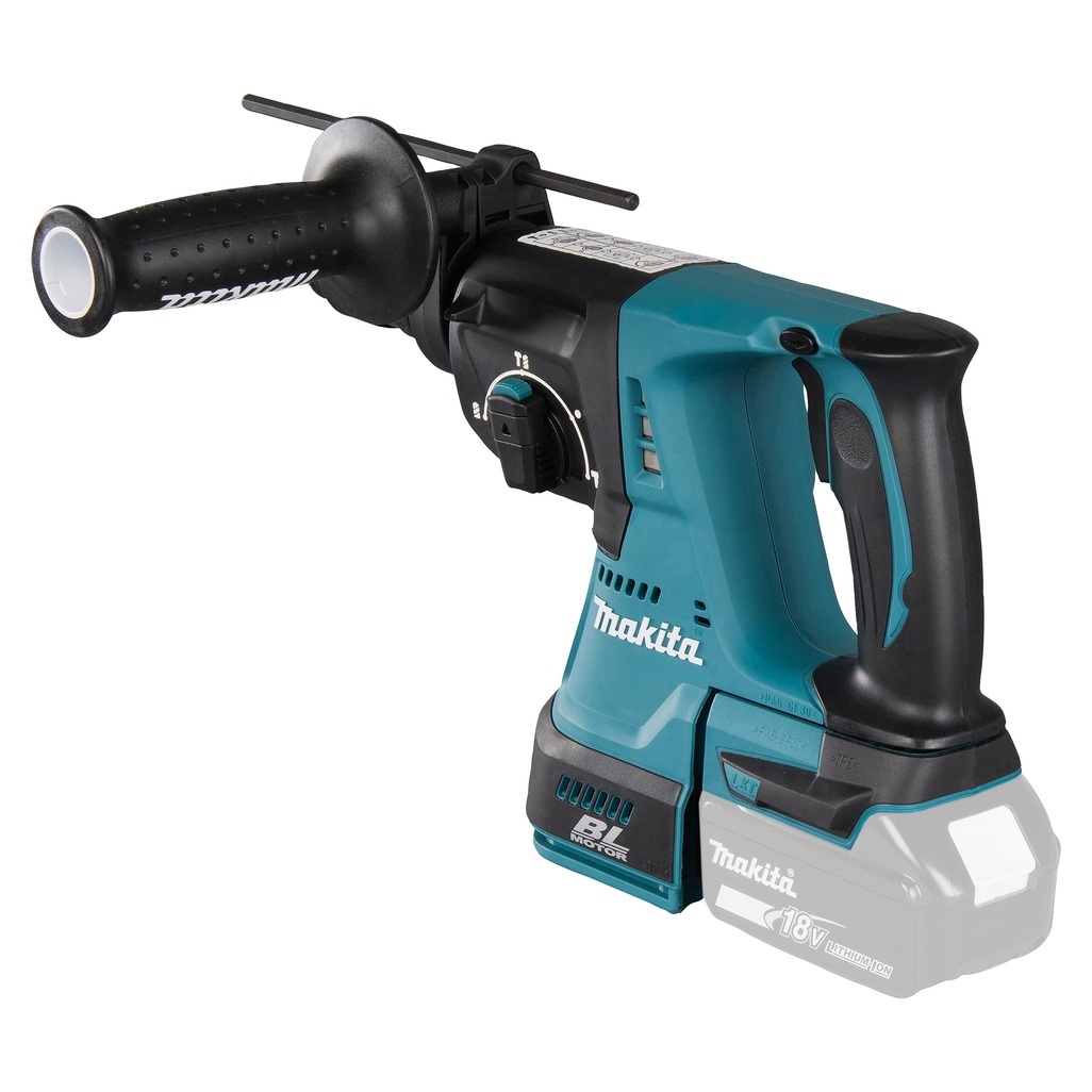 Tassellatore 18V SDS-Plus 24 mm BL - 3 funz - Corpo macchina Tassellatore 18V dotato di motore brushless per alte prestazioni con mandrino ad innesto rapido per punte SDS-Plus. Energia d'urto di 2,0 J. 3 funzioni: rotazione, percussione, rotazione + percussione. La possibilità di funzione reverse di semplice azionamento permette di utilizzare la macchina in entrambi i sensi nella foratura. Orientamento scalpello in 40 angolazioni. E' presente un sistema attivo di aspirazione delle polveri integrato, per mantenere pulita l'area di lavoro e salvaguardare la salute dell'operatore. La batteria è collegata all'utensile tramite un supporto in gomma per diminuire le vibrazioni durante l'utilizzo. Il sistema XPT permette l'utilizzo in presenza di polvere e gocce d'acqua. Fornito senza batterie e caricabatterie.