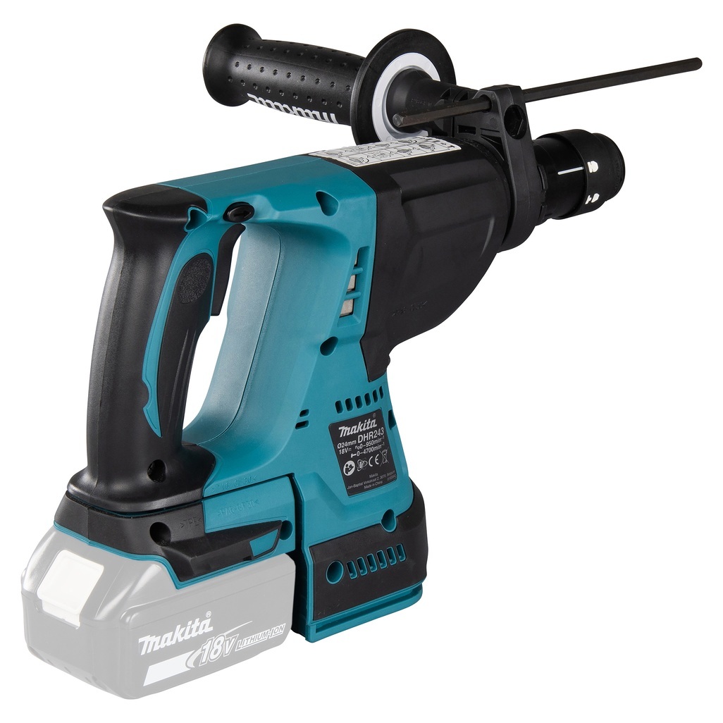 Tassellatore 18V SDS-Plus 24 mm BL - 3 funz - Corpo macchina Tassellatore 18V dotato di motore brushless per alte prestazioni con mandrino ad innesto rapido per punte SDS-Plus. Energia d'urto di 2,0 J. 3 funzioni: rotazione, percussione, rotazione + percussione. La possibilità di funzione reverse di semplice azionamento permette di utilizzare la macchina in entrambi i sensi nella foratura. Orientamento scalpello in 40 angolazioni. E' presente un sistema attivo di aspirazione delle polveri integrato, per mantenere pulita l'area di lavoro e salvaguardare la salute dell'operatore. La batteria è collegata all'utensile tramite un supporto in gomma per diminuire le vibrazioni durante l'utilizzo. Il sistema XPT permette l'utilizzo in presenza di polvere e gocce d'acqua. Fornito senza batterie e caricabatterie.