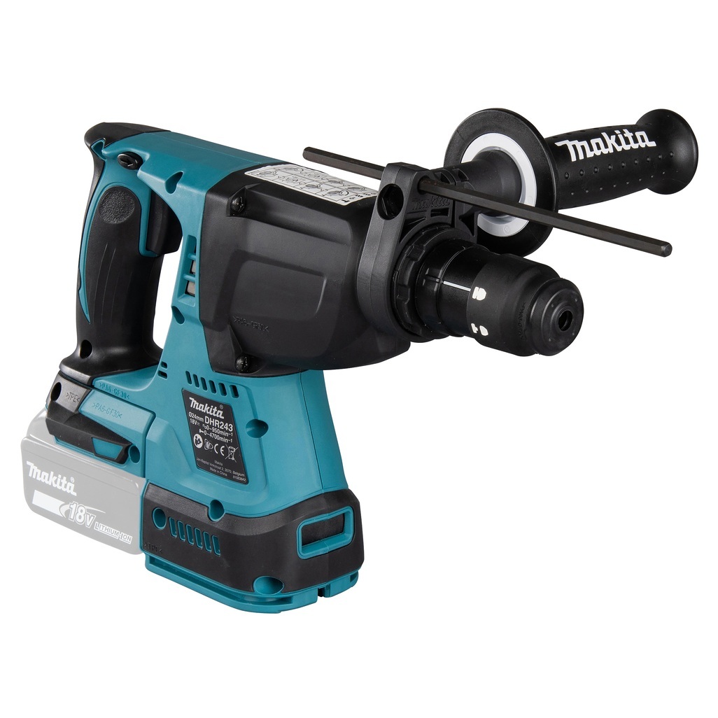 Tassellatore 18V SDS-Plus 24 mm BL - 3 funz - Corpo macchina Tassellatore 18V dotato di motore brushless per alte prestazioni con mandrino ad innesto rapido per punte SDS-Plus. Energia d'urto di 2,0 J. 3 funzioni: rotazione, percussione, rotazione + percussione. La possibilità di funzione reverse di semplice azionamento permette di utilizzare la macchina in entrambi i sensi nella foratura. Orientamento scalpello in 40 angolazioni. E' presente un sistema attivo di aspirazione delle polveri integrato, per mantenere pulita l'area di lavoro e salvaguardare la salute dell'operatore. La batteria è collegata all'utensile tramite un supporto in gomma per diminuire le vibrazioni durante l'utilizzo. Il sistema XPT permette l'utilizzo in presenza di polvere e gocce d'acqua. Fornito senza batterie e caricabatterie.