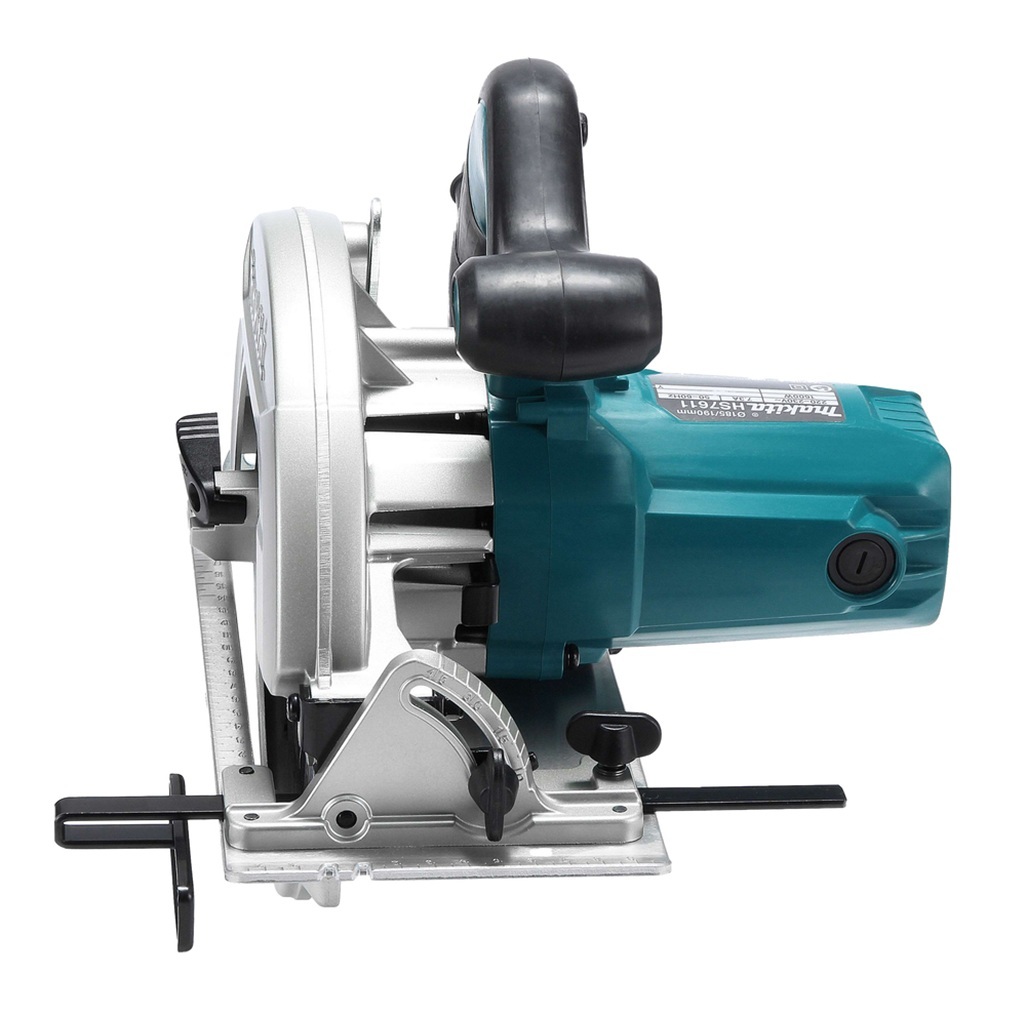 Sega circolare efficiente per uso professionale. Sega circolare ad alta capacità, efficiente e robusta, motore da 1.600 W e velocità di 5.500 giri/min e dotata di freno motore, progettata per un uso professionale. Fornita con lama di diametro 190 mm, profondità di taglio massima di 65 mm. Design compatto per maggiore controllo e sicurezza. Può essere collegata al binario guida mediante adattatore. Fornita con valigetta makpac.