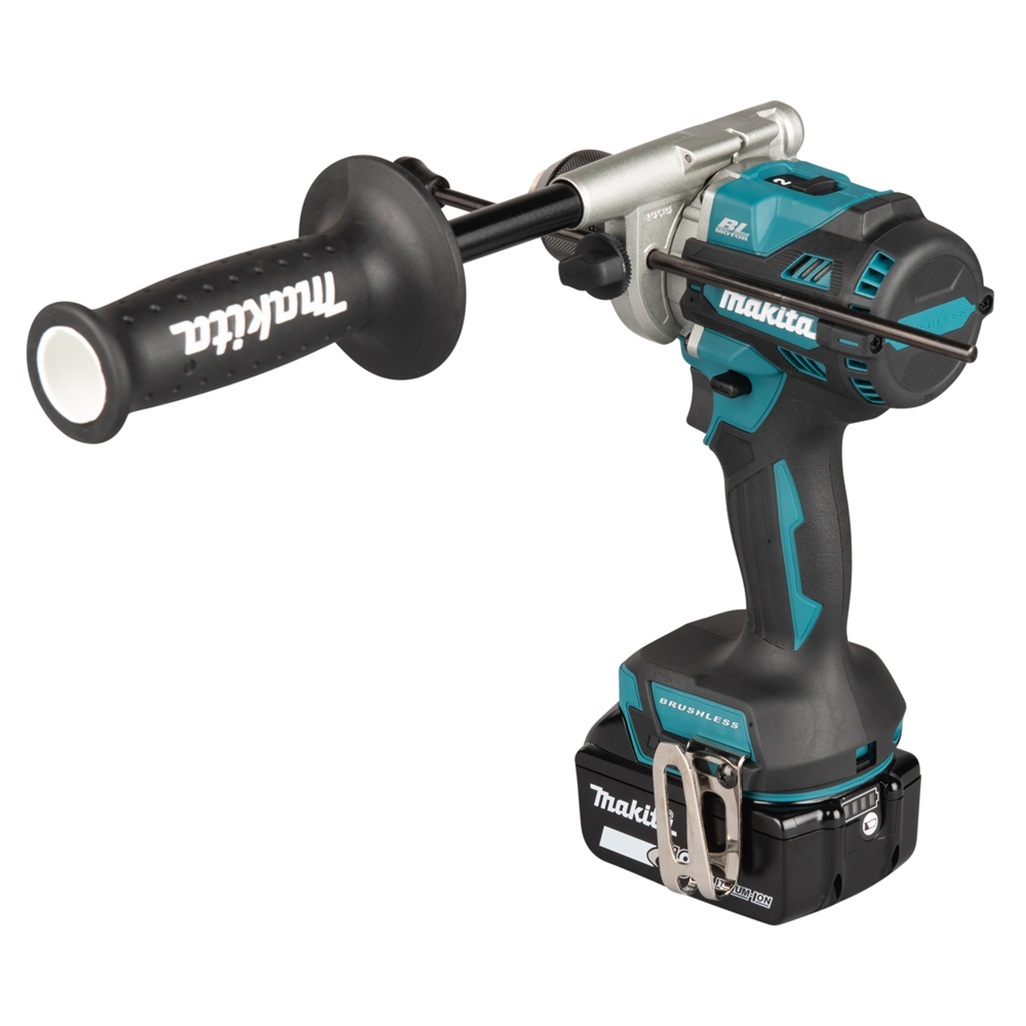 18V • 141 Nm • 0-550/0-2.100 g/min Trapano avvitatore c/percussione 18V 13 mm - 141Nm - BL Trapano avvitatore con percussione 18V efficiente con motore brushless per applicazioni di avvitatura e foratura con o senza l'utilizzo della percussione. Possibilità di impostare due livelli di potenza. Coppia di serraggio massima 141 Nm. Uno strumento versatile per installatori, costruttori e personale di manutenzione. Luce LED integrata. Fornito con due batterie da 5,0Ah e caricabatterie. Fornito con valigetta MAKPAC.