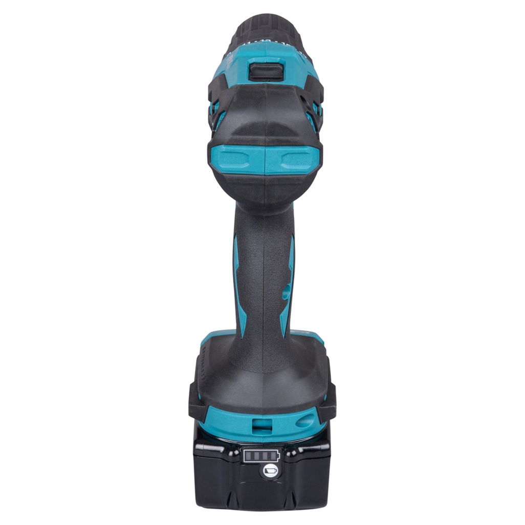 18V • 65Nm • 0-500/0–1.900 g/min Trapano avvitatore c/ percussione 18V 13 mm - 65Nm + 74 accessori Trapano avvitatore con percussione 18V efficiente dotato di motore brushless per applicazioni di avvitatura e foratura con o senza l'utilizzo della percussione. Possibilità di impostare due livelli di potenza. Coppia di serraggio massima 65 Nm. Uno strumento versatile per installatori, costruttori e personale di manutenzione. Luce LED integrata. Fornito con 2 batterie 3,0 Ah BL1830B + caricabatterie rapido 22' DC18RC. Accessori in dotazione: makpac, valigetta con 74 accessori.